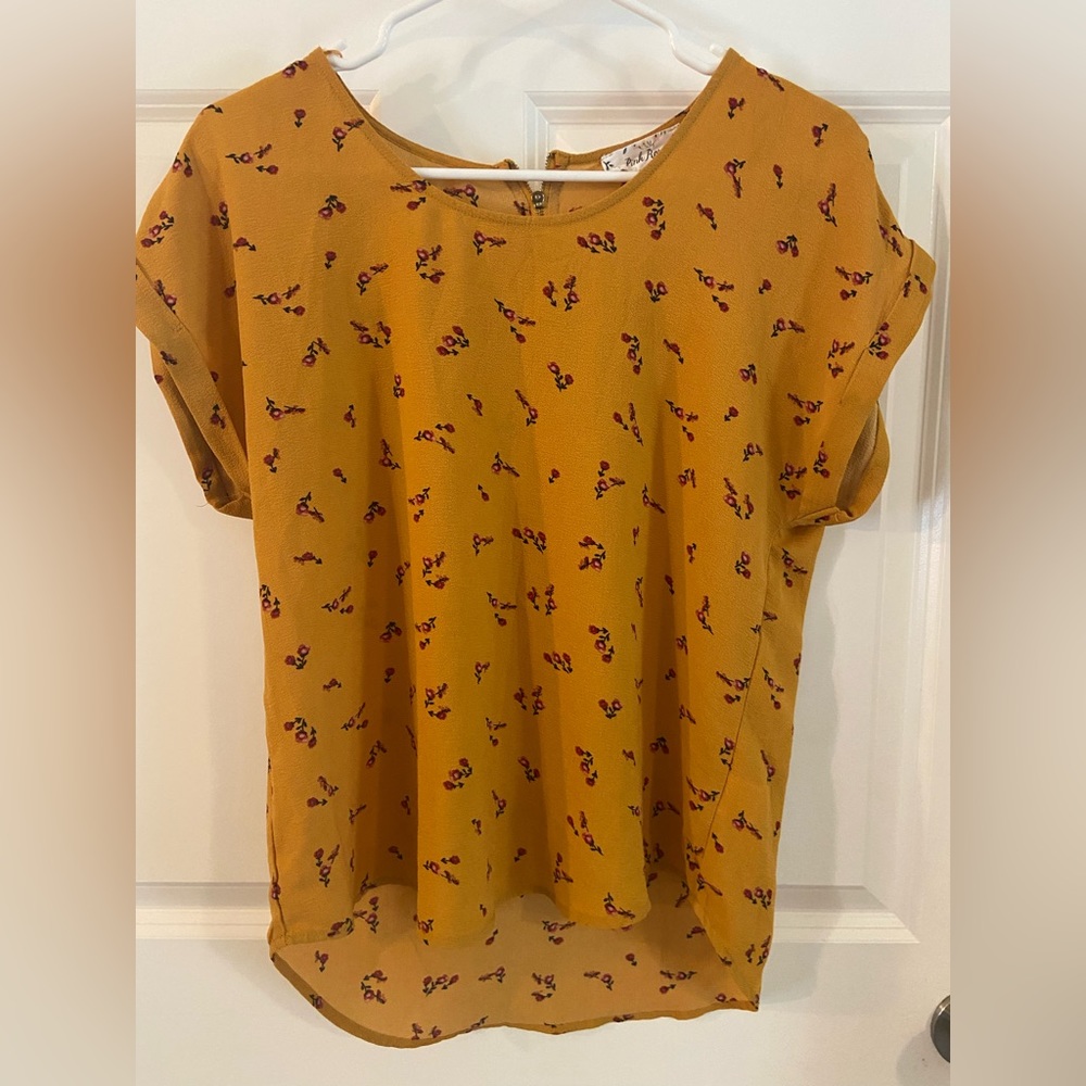 Medium pink rose floral blouse